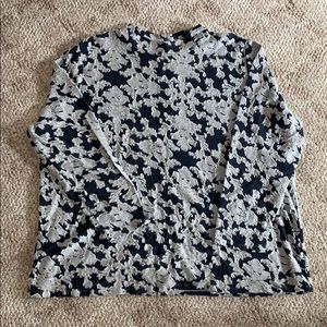 Floral Ruffled Mock Neck Tee
